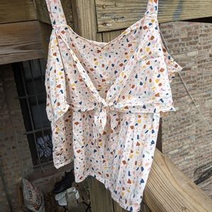 Madewell Tie-Front Cami Top in Terrazzo